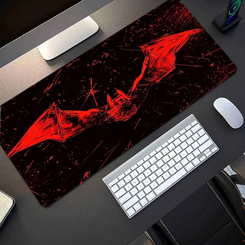 Desk Setup Pc And Laptop - Donkerrood vleermuismotief grote gaming muismat antislip